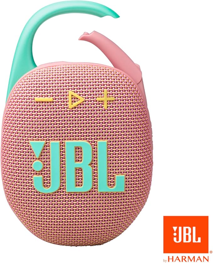 JBL Clip 5 - Ultra-Portable, Waterproof and Dustproof Bluetooth Speaker, Integrated Carabiner, Up to 12 Hours of Play, Made in Part with Recycled Materials - Pink