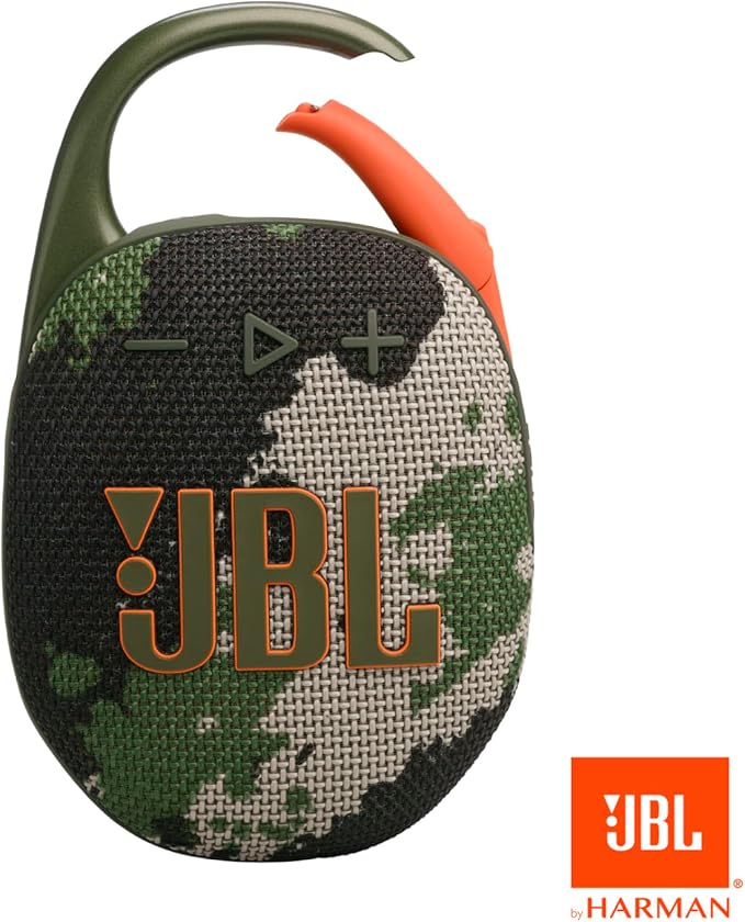 JBL Clip 5 - Ultra-Portable, Waterproof and Dustproof Bluetooth Speaker, Integrated Carabiner, Up to 12 Hours of Play, Made in Part with Recycled Materials - Squad