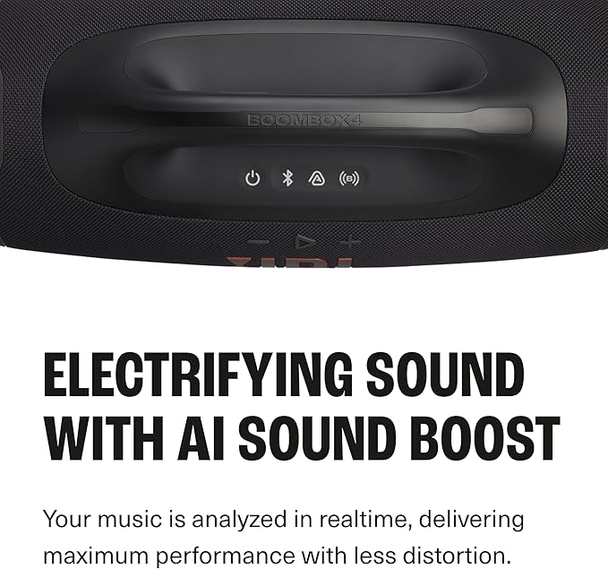 JBL Boombox 4 - Most Powerful Portable Waterproof Speaker with Massive Pro Sound, Up to 34 Hours of Playtime, & Multi-Speaker Connection by Auracast - Black