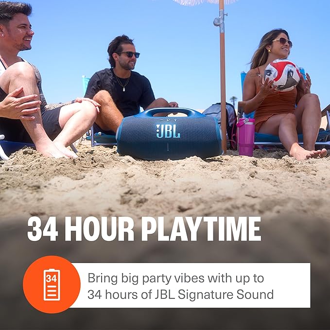 JBL Boombox 4 - Most Powerful Portable Waterproof Speaker with Massive Pro Sound, Up to 34 Hours of Playtime, & Multi-Speaker Connection by Auracast - Black