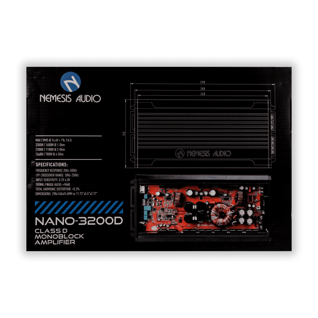 Nemesis Audio ~ NANO-3200D ~ Class D Monoblock Car Amplifier 1600 Watts @ 1-Ohm