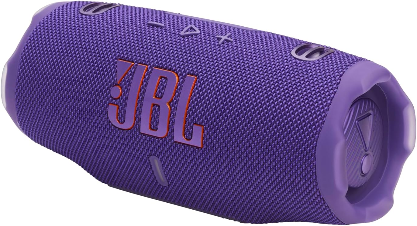 JBL Charge 6 - Portable Waterproof & Drop-Proof Bluetooth Speaker, Bold Pro Sound with AI Sound Boost, 28Hrs of Playtime, Built-in powerbank & Comes with a Sturdy/Removable Carrying Strap - Purple