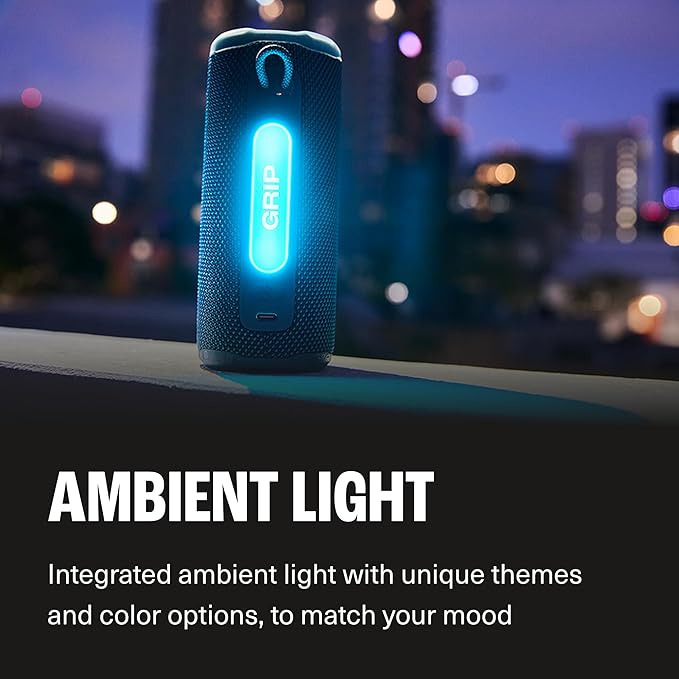 JBL Grip Compact portable Bluetooth speaker with bold JBL Pro Sound and ambient light - Black