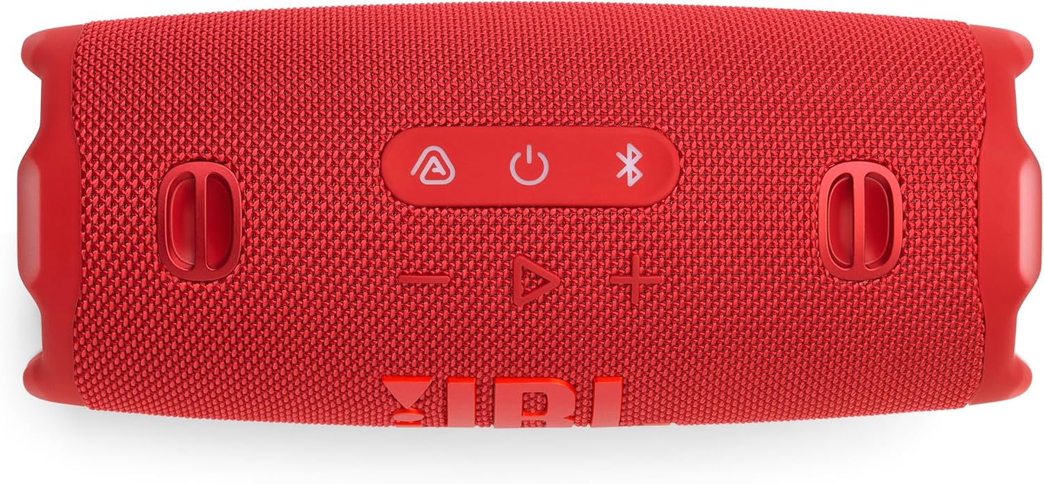 JBL Charge 6 - Portable Waterproof & Drop-Proof Bluetooth Speaker, Bold Pro Sound with AI Sound Boost, 28Hrs of Playtime, Built-in powerbank & Comes with a Sturdy/Removable Carrying Strap - RED