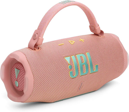 JBL Charge 6 - Portable Waterproof & Drop-Proof Bluetooth Speaker, Bold Pro Sound with AI Sound Boost, 28Hrs of Playtime, Built-in powerbank & Comes with a Sturdy/Removable Carrying Strap - Pink