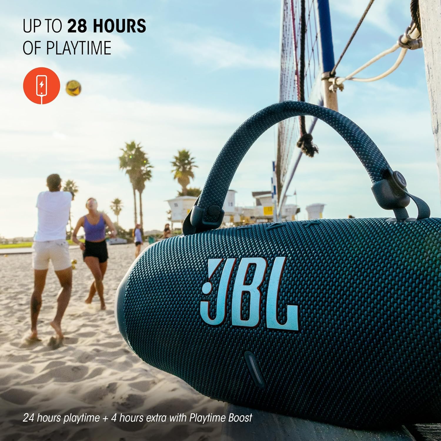 JBL Charge 6 - Portable Waterproof & Drop-Proof Bluetooth Speaker, Bold Pro Sound with AI Sound Boost, 28Hrs of Playtime, Built-in powerbank & Comes with a Sturdy/Removable Carrying Strap - Black