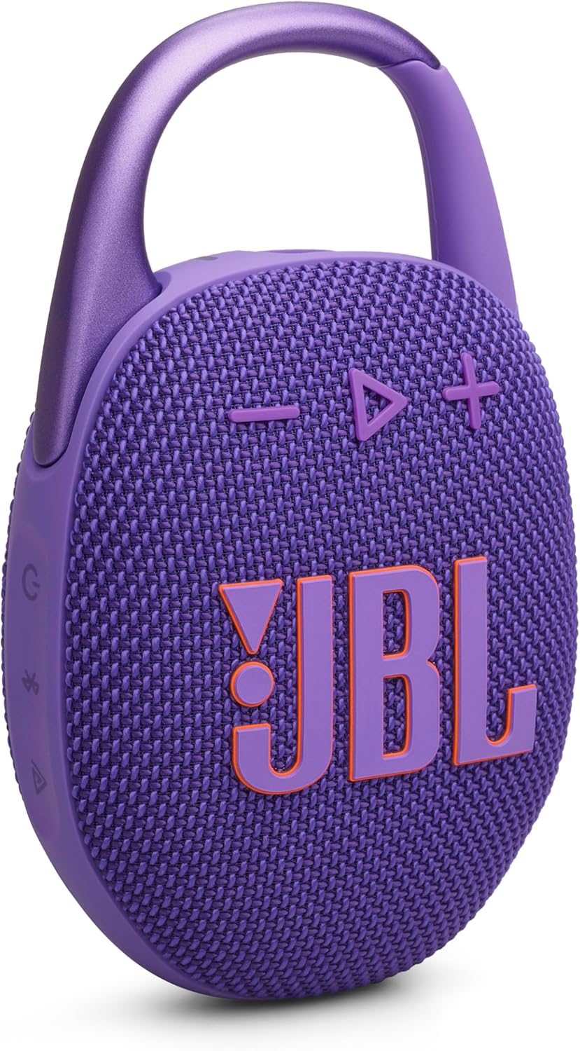 JBL Clip 5 - Ultra-Portable, Waterproof and Dustproof Bluetooth Speaker, Integrated Carabiner, Up to 12 Hours of Play, Made in Part with Recycled Materials - Purple
