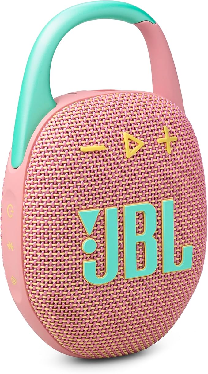 JBL Clip 5 - Ultra-Portable, Waterproof and Dustproof Bluetooth Speaker, Integrated Carabiner, Up to 12 Hours of Play, Made in Part with Recycled Materials - Pink