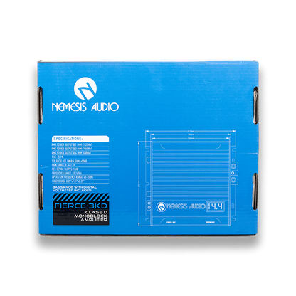 FIERCE-3KD Monoblock Amplifier 1 Channel, 1-Ohm Stable, 3000W Max, Car Audio, Class D, Digital Voltmeter, Fierce Series, Fierce-3KD, Monoblock, Nemesis Audio