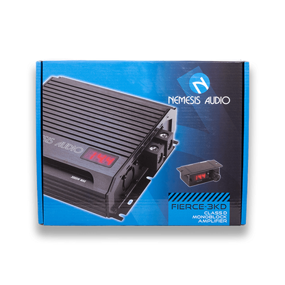 FIERCE-3KD Monoblock Amplifier 1 Channel, 1-Ohm Stable, 3000W Max, Car Audio, Class D, Digital Voltmeter, Fierce Series, Fierce-3KD, Monoblock, Nemesis Audio