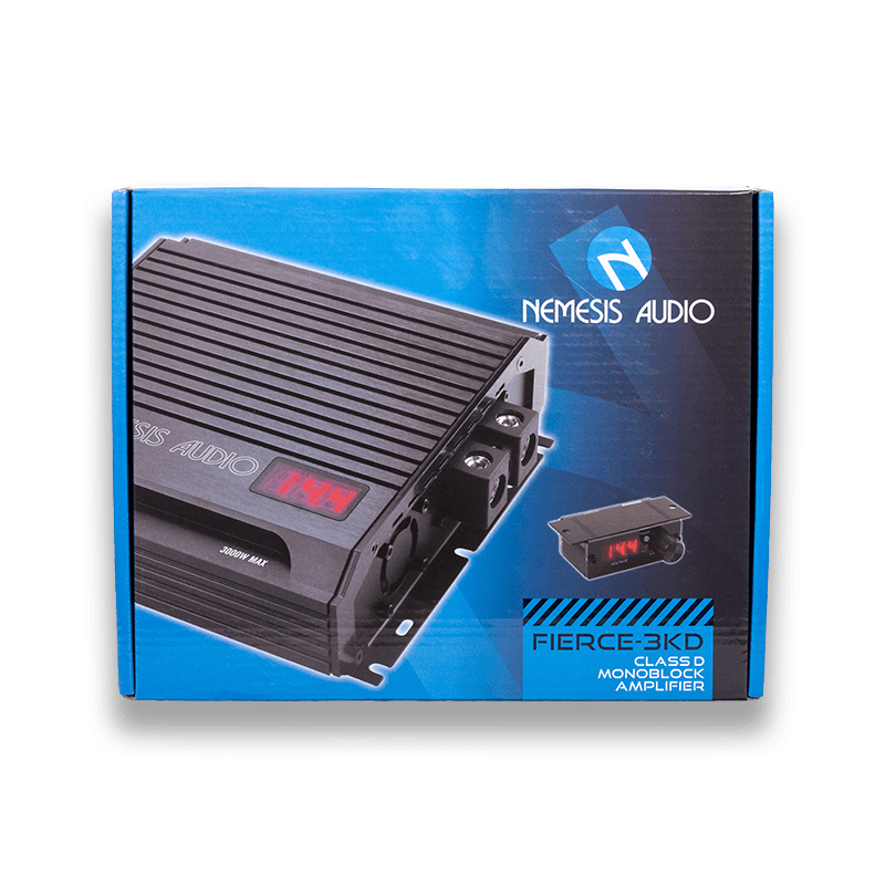 FIERCE-3KD Monoblock Amplifier 1 Channel, 1-Ohm Stable, 3000W Max, Car Audio, Class D, Digital Voltmeter, Fierce Series, Fierce-3KD, Monoblock, Nemesis Audio