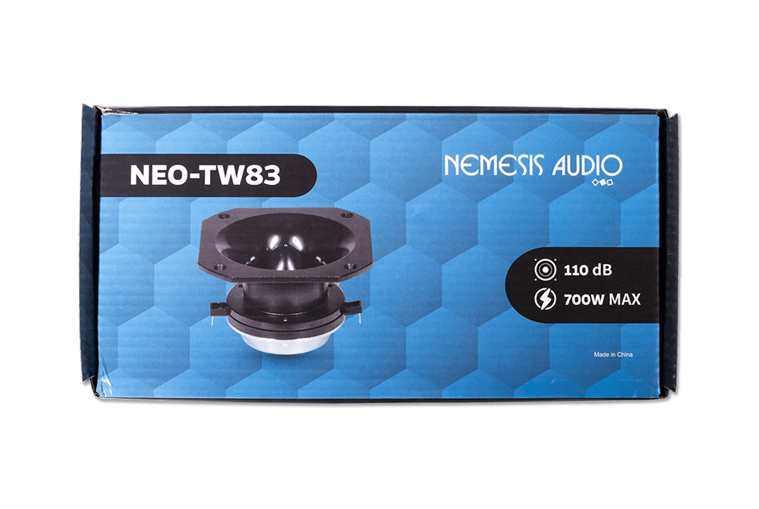 Nemesis Audio NEO-TW83 4.5″ super tweeter pair 350W RMS (pair) neodymium tweeter, 1.75″ voice coil, 110dB sensitivity, sharp, efficient highs.