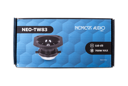 Nemesis Audio NEO-TW83 4.5″ super tweeter pair 350W RMS (pair) neodymium tweeter, 1.75″ voice coil, 110dB sensitivity, sharp, efficient highs.