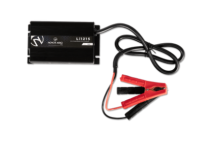 Nemesis Audio Li-1215 12V lithium charger with 15A capacity. Safe, efficient charging for Nemesis LiFePO4 batteries.